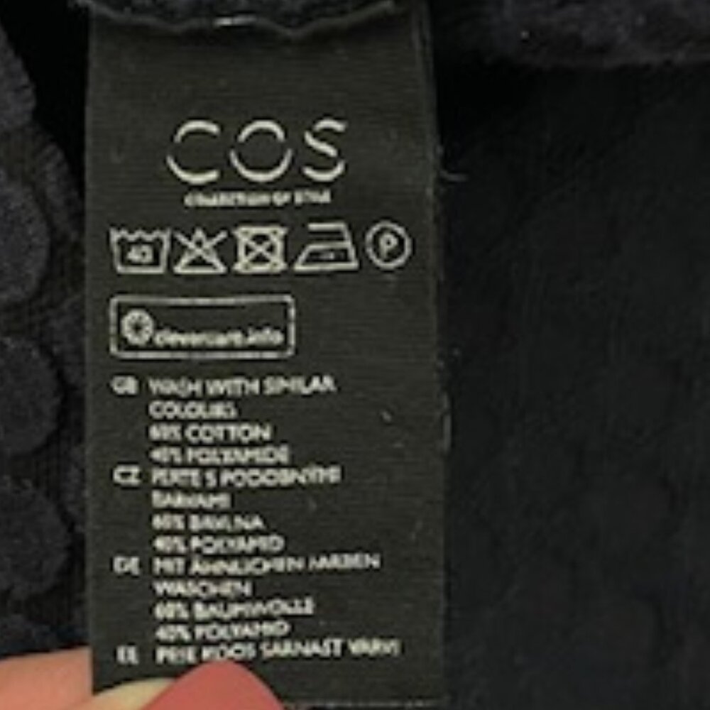 COS Small Textured Jacquard Front Zip Light Black Navy Tunic Jacket - Picture 8 of 9